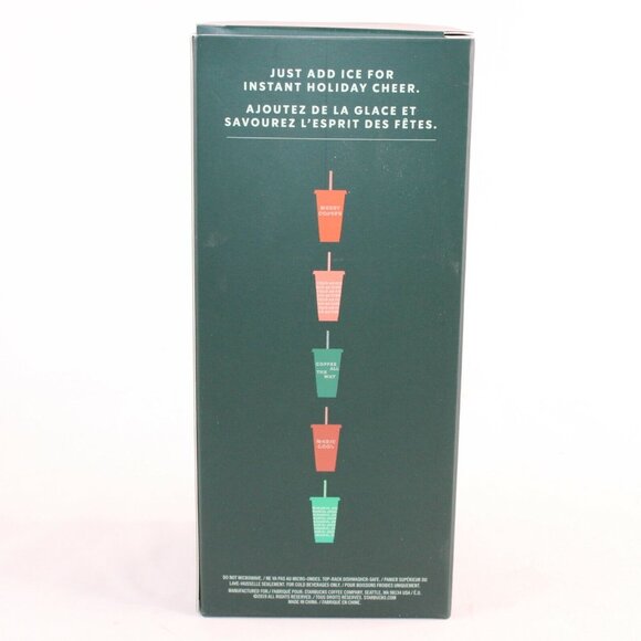 2019 Set of 5 Starbucks Red Green Reusable Cold Cups w/ Lids & Straws 24oz Venti - Picture 3 of 4